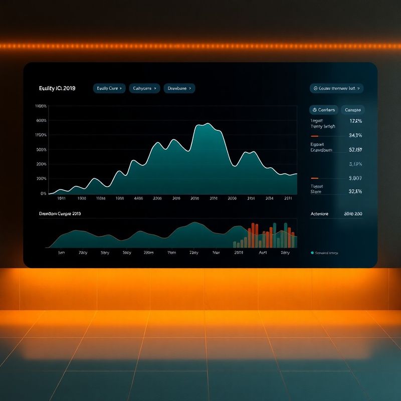 Curva de capital histórica y gráfico de drawdown en el panel de análisis